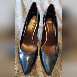 Stuart Weitzman Blue Green Patent Leather Heels Size 10M Pointed Toe Pumps